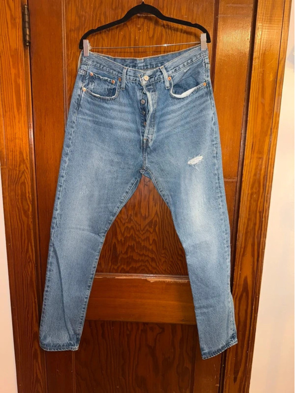 Levi’s Premium 501S Skinny Distressed Jeans Button Fly Medium Wash Denim W33 L32